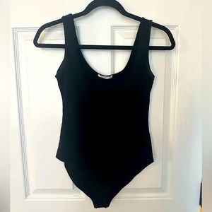 Black Square Neck Bodysuit